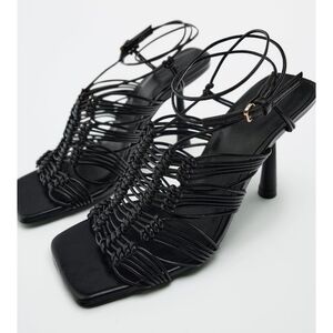 ZARA woven leather high heel sandals